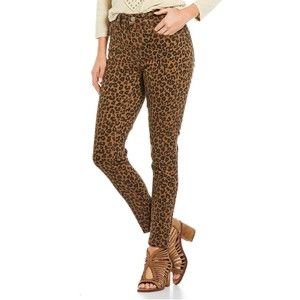 Reba Cheetah Print Stretchy Brown Black Denim Jeans Size 8